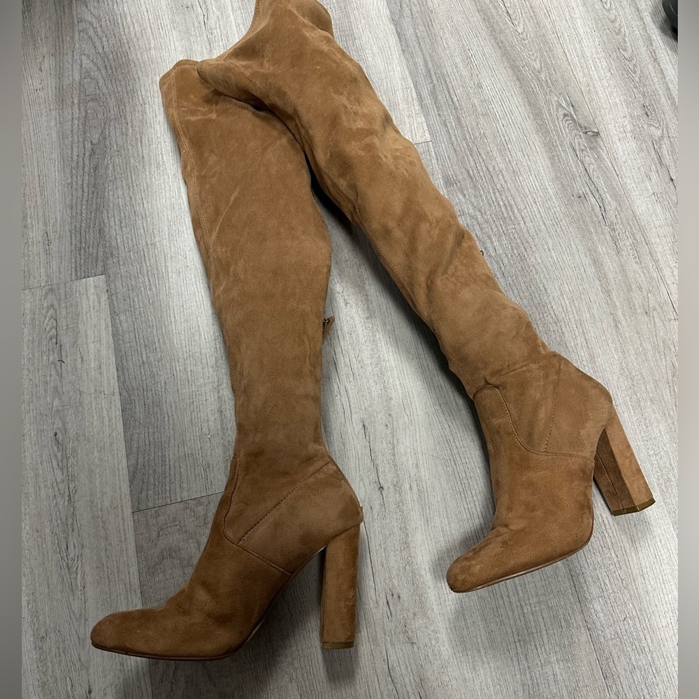 Emotions Over the Knee Boots Tan Camel Block Heel Size 6.5 - Picture 2 of 7